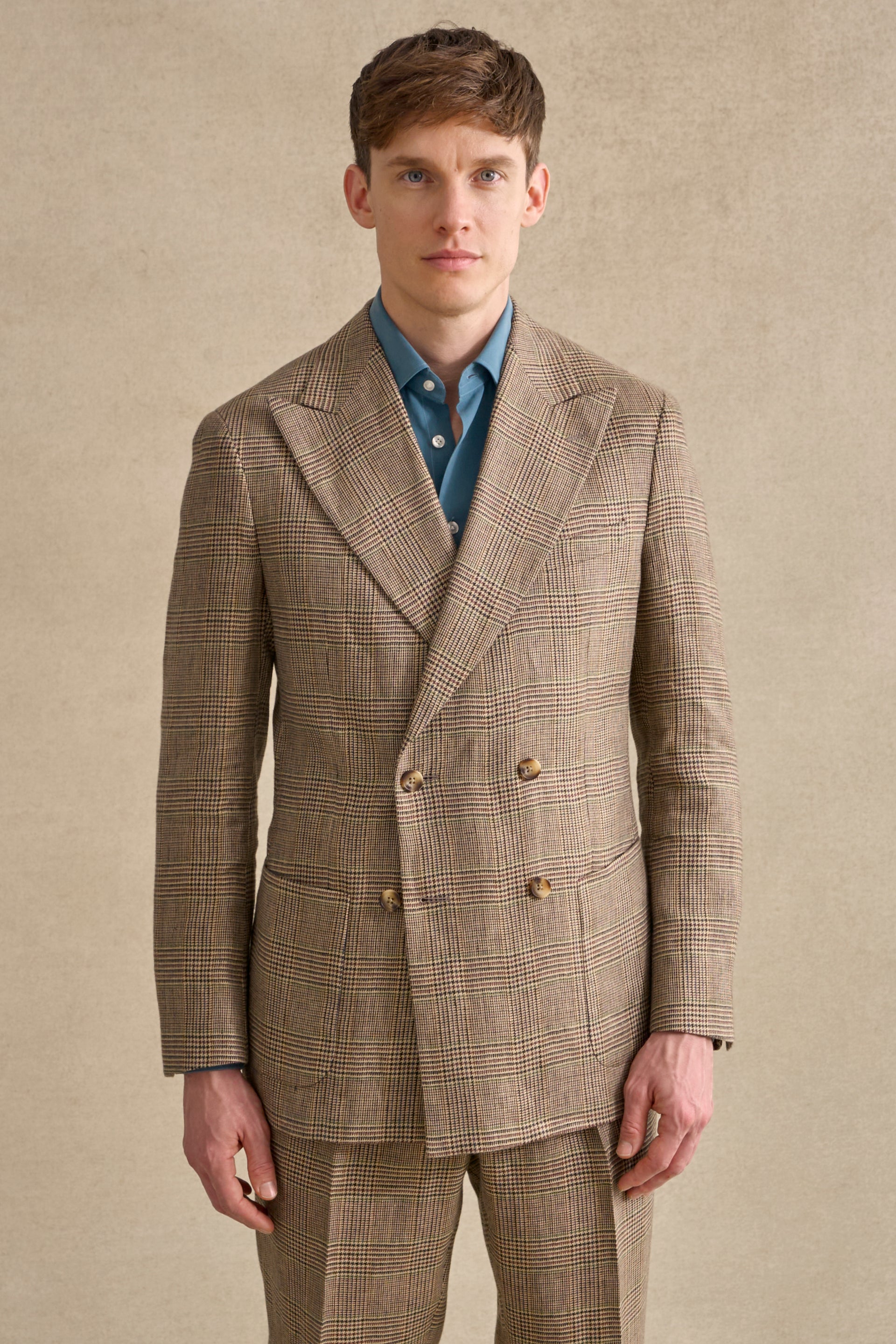 Blue & Brown Prince of Wales Double Breasted Jacket