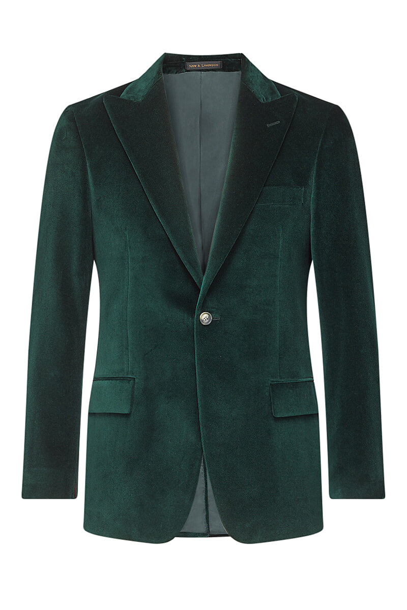 Green Peak Lapel Single Breasted Velvet Evening Jacket