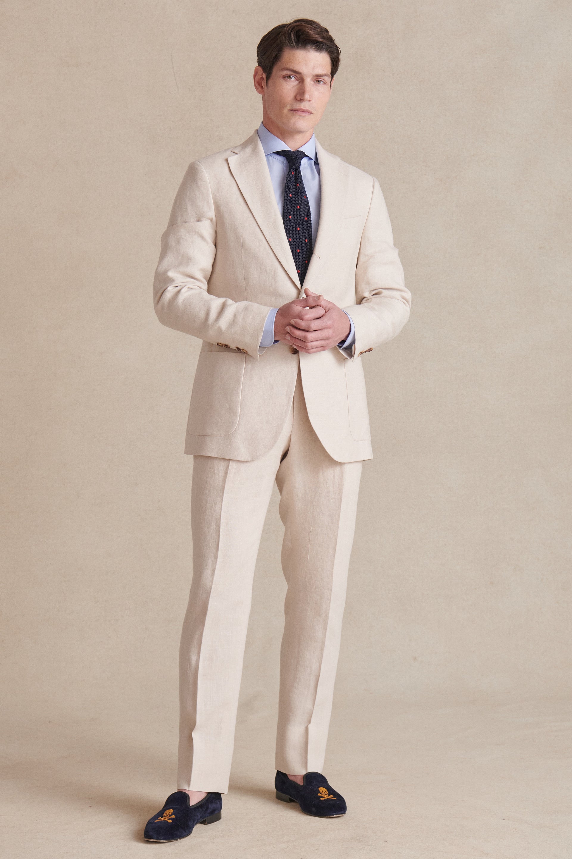 Cream Single Breasted Linen Jacket