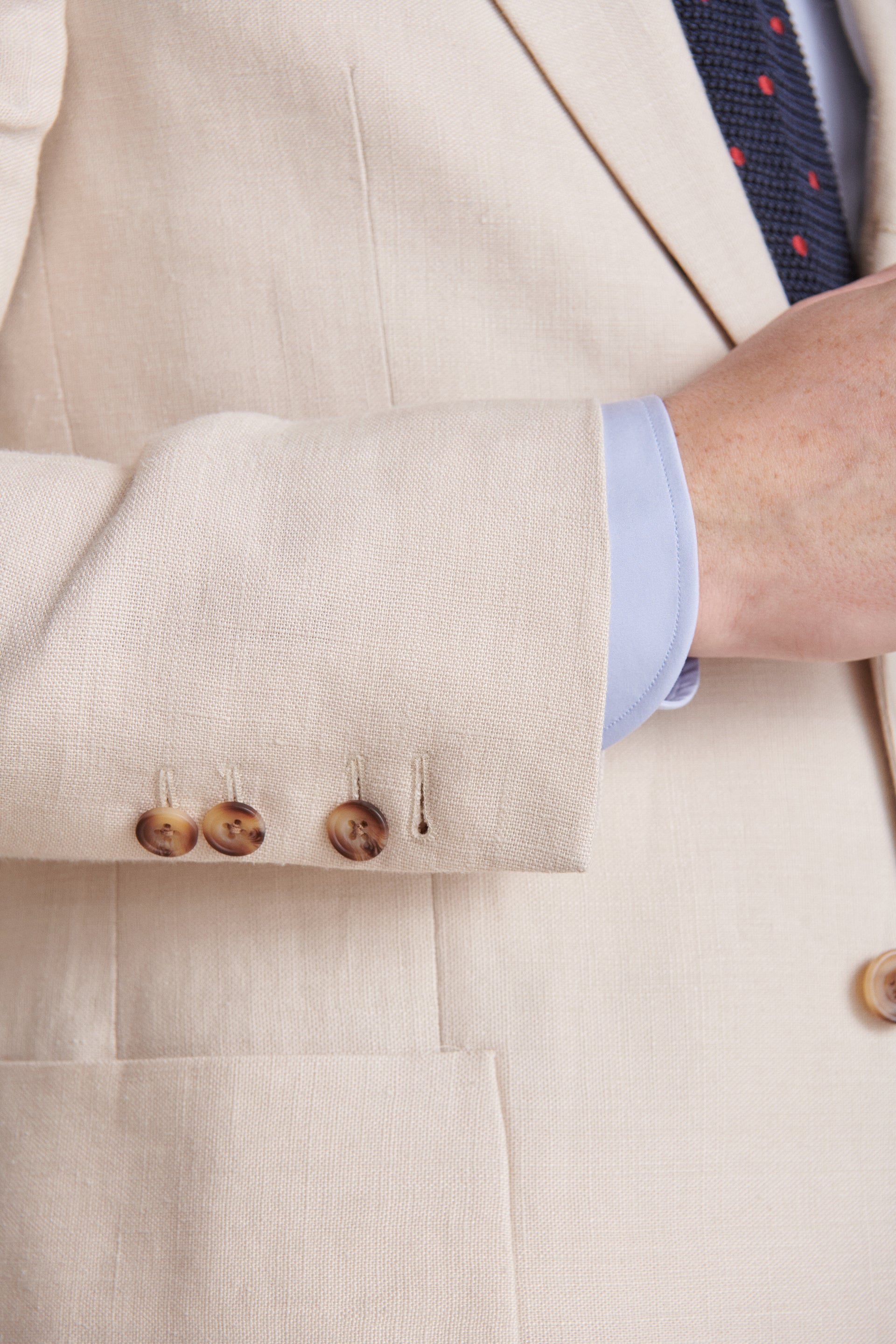 Cream Single Breasted Linen Jacket