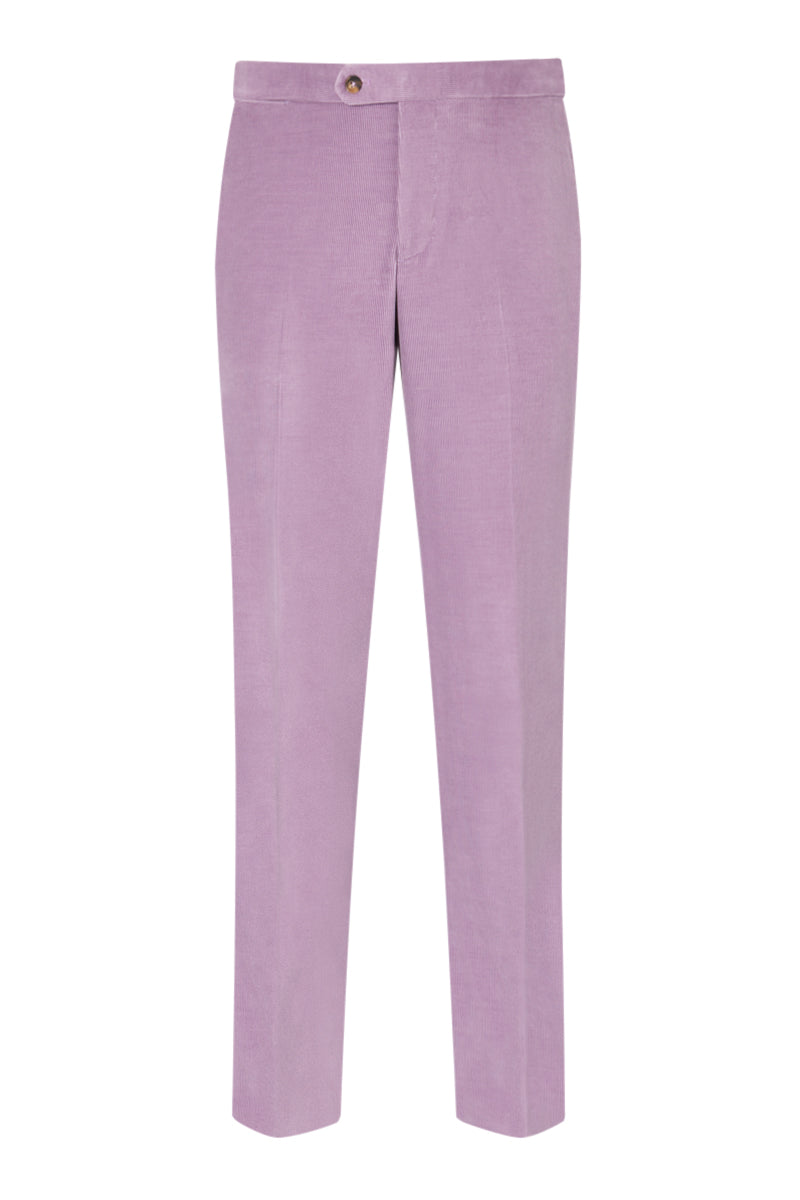 Lilac Flat Front 14 Wale Corduroy Trousers