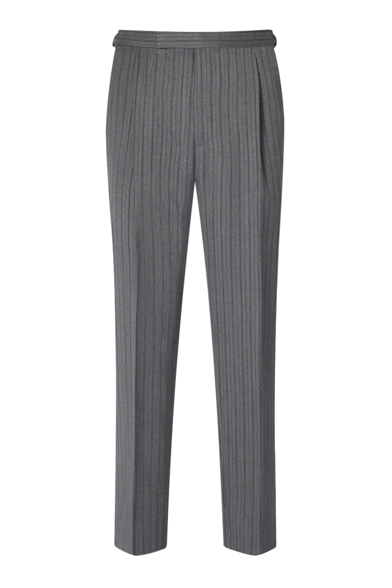 Black & Grey Pleated Morning Stripe Trousers