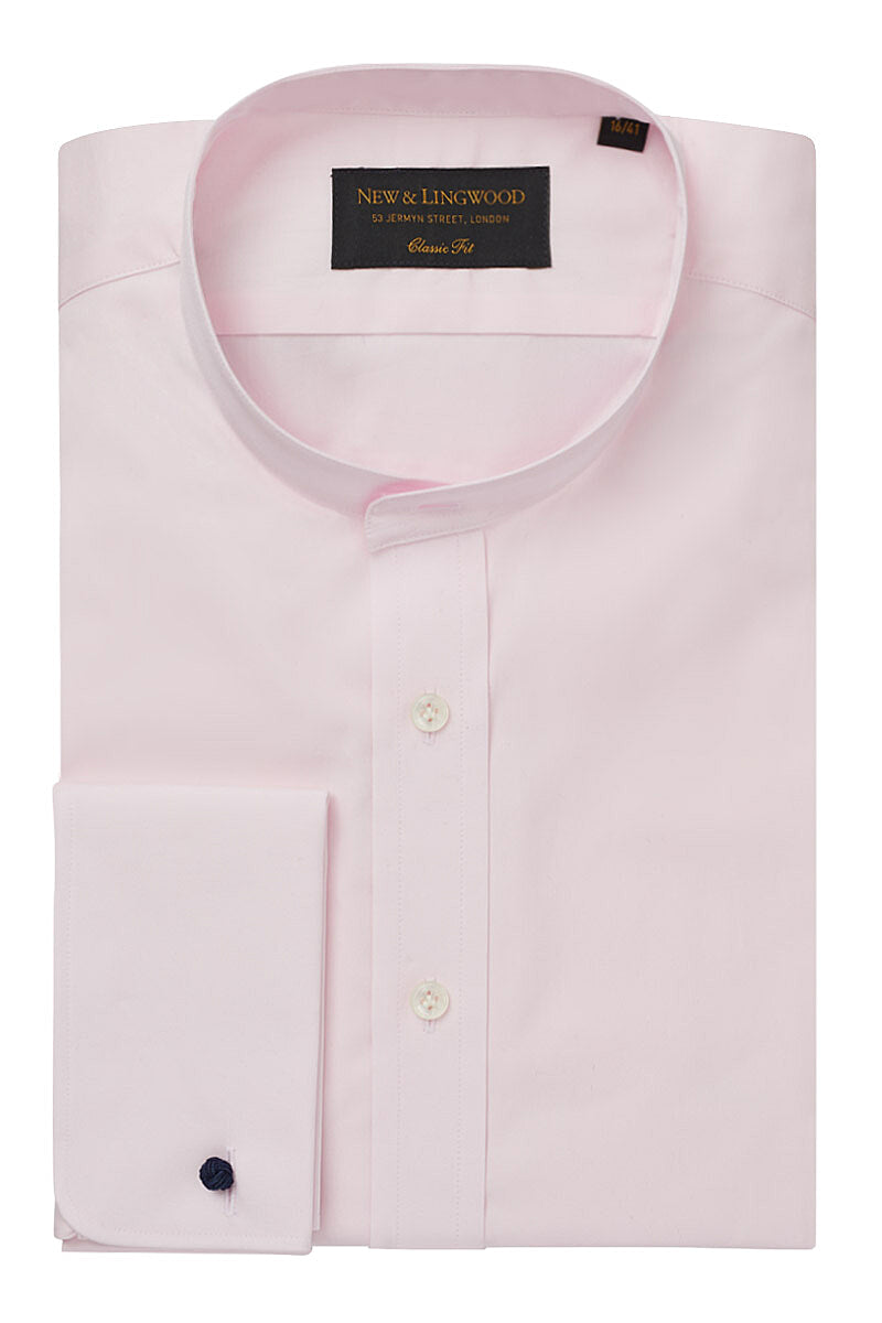 Pink Classic Fit Neckband Poplin Shirt