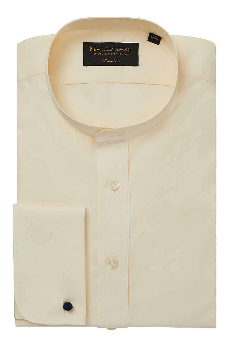 Cream Classic Fit Neckband Poplin Shirt