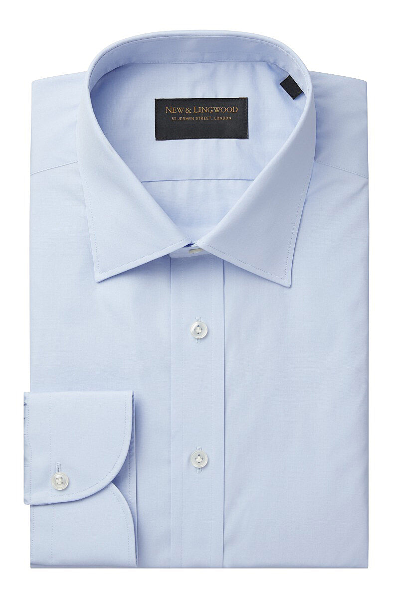Pale Blue St James' Collar Classic Fit Single Cuff Poplin Shirt