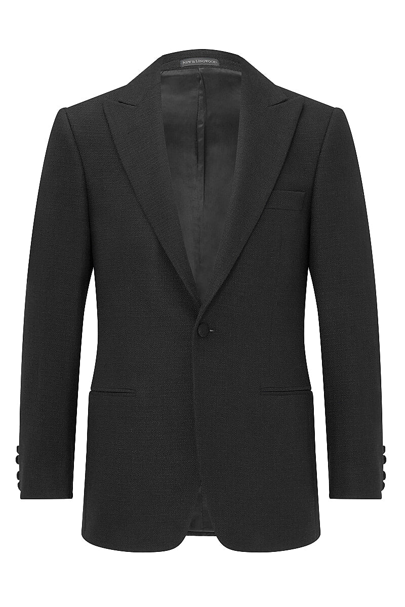 Black Peak Lapel Single Breasted Wool Evening Jacket