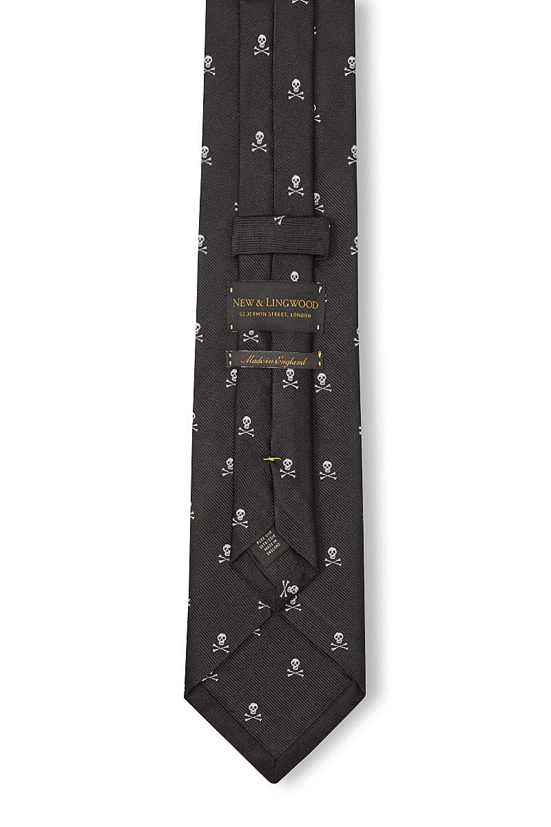 Black & White Skull & Crossbones Silk Tie