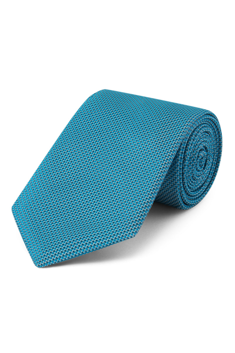 Teal Micro Pattern Woven Silk Tie