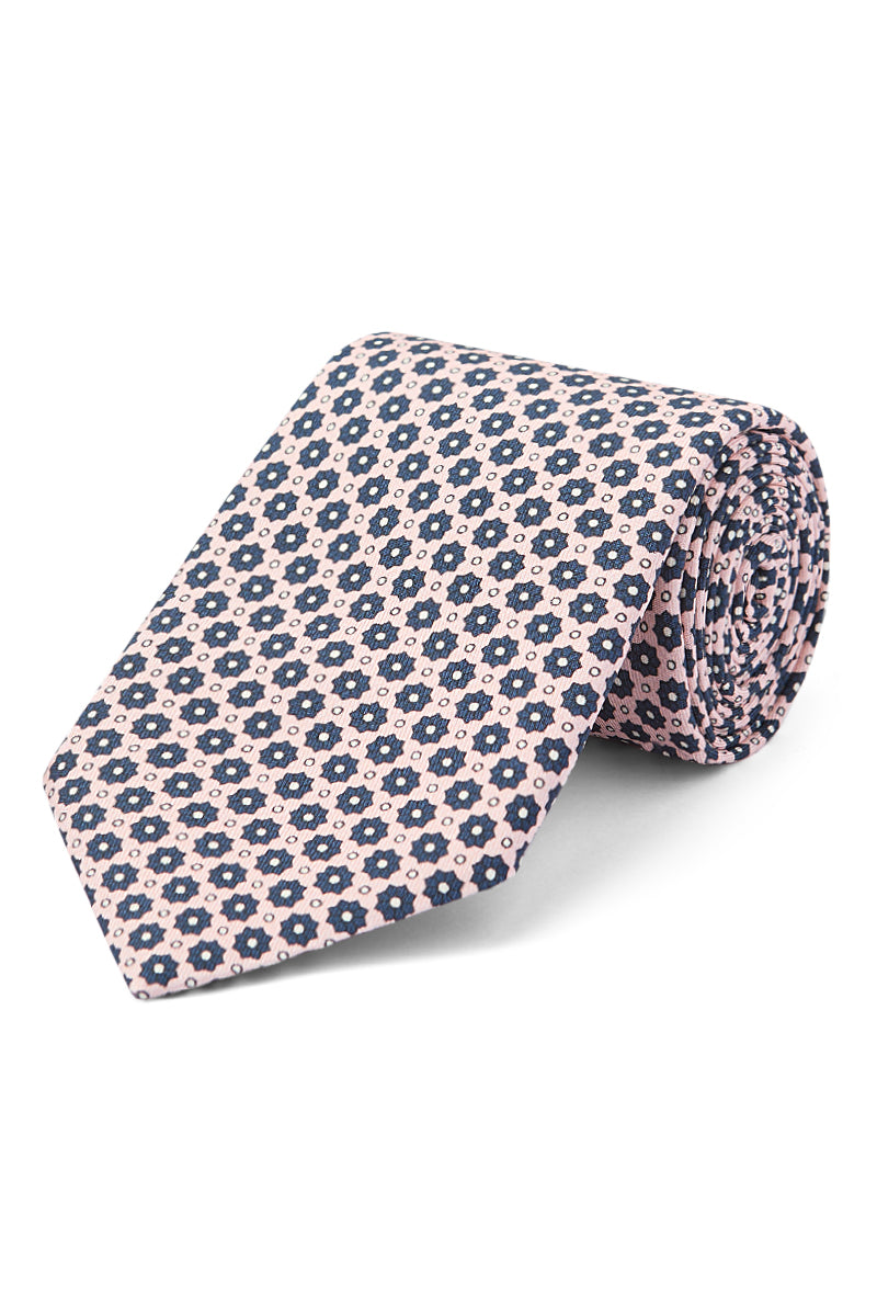 Pink Micro Floral Print Silk Tie