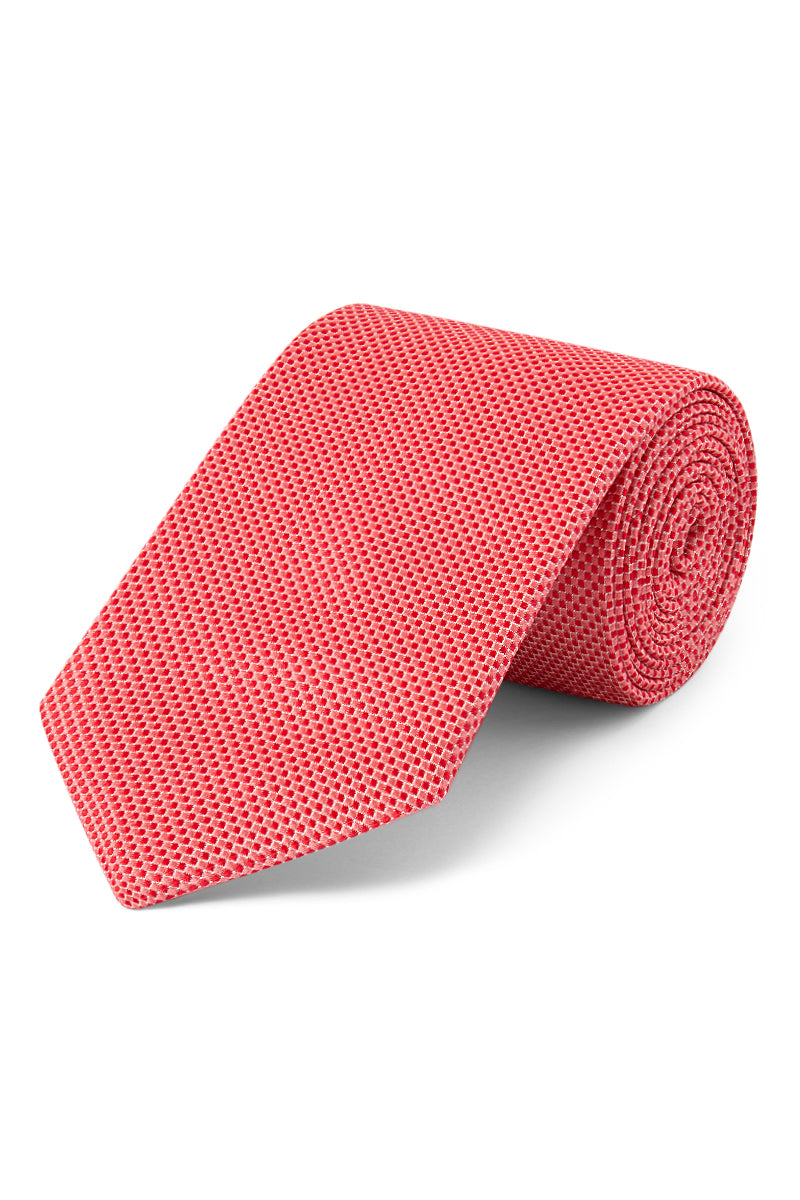 Coral Micro Pattern Woven Silk Tie