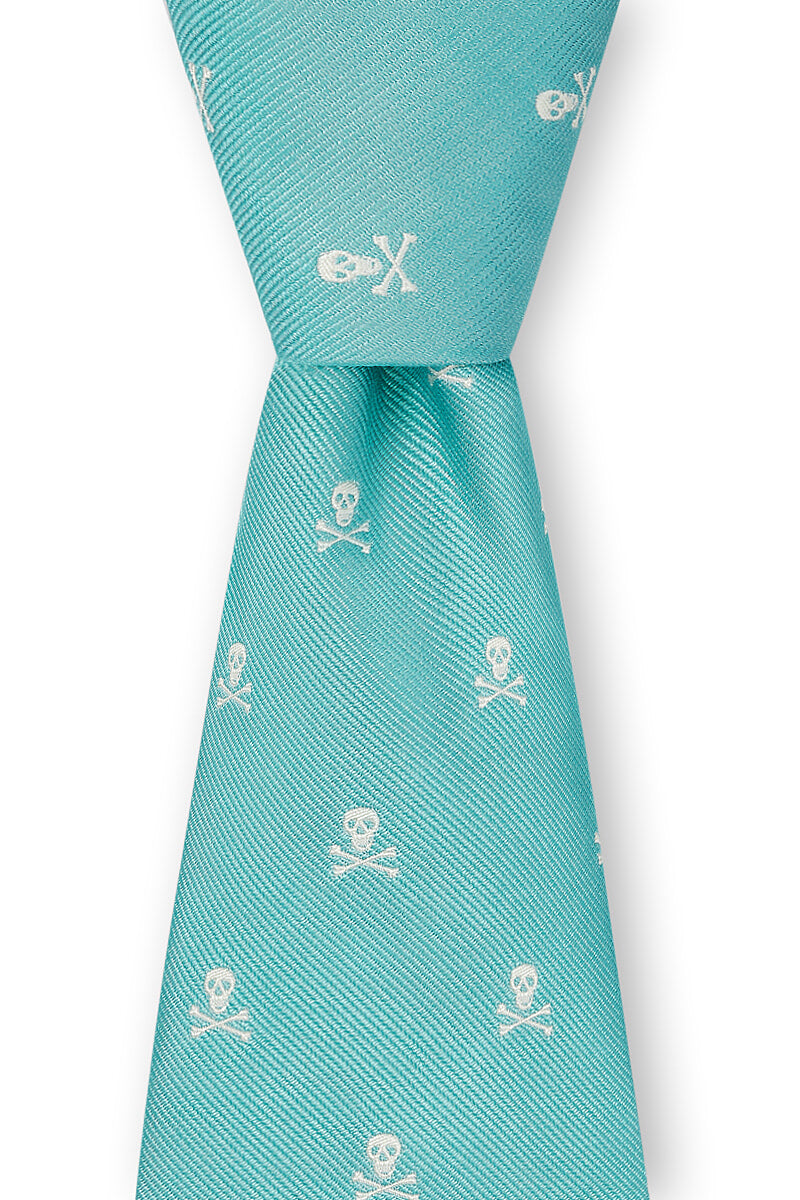 Green & Cream Skull & Crossbones Tie