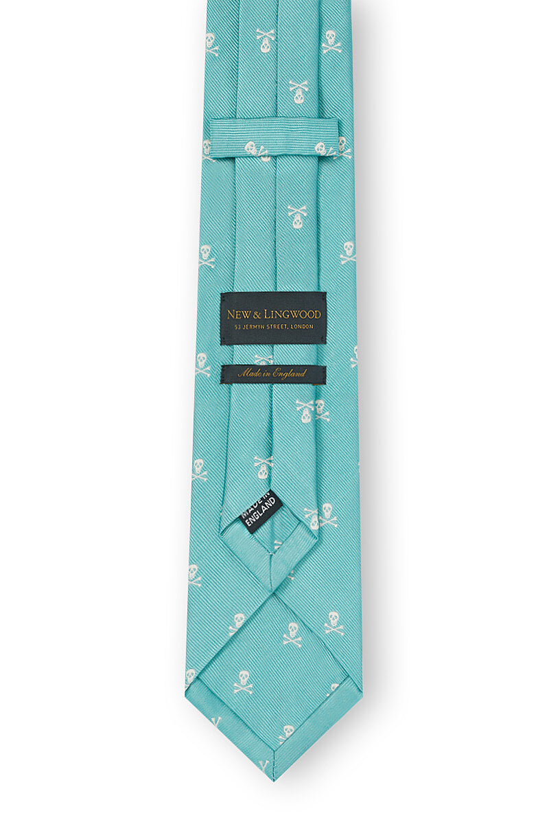 Green & Cream Skull & Crossbones Tie