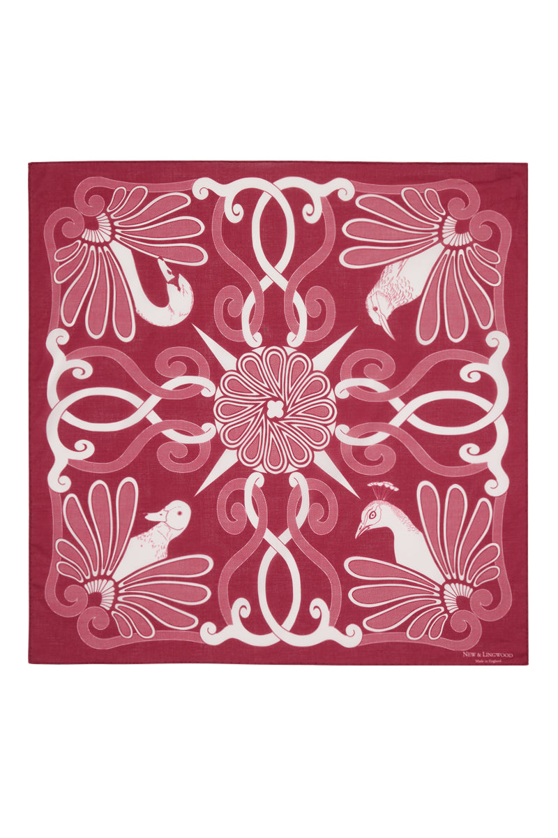 Red Ornitho Print Cotton Bandana