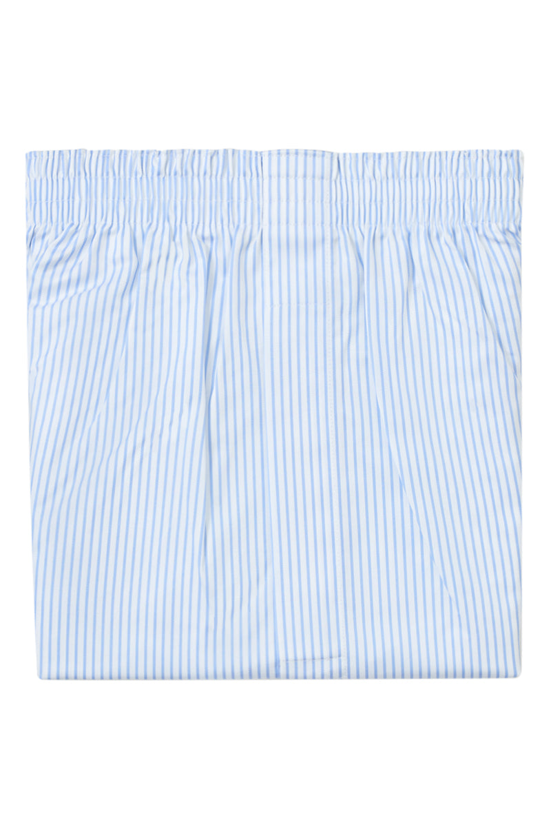 White & Blue Pencil Stripe Cotton Boxer Shorts