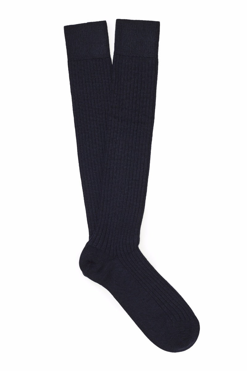 Navy Long Lightweight Wool Socks