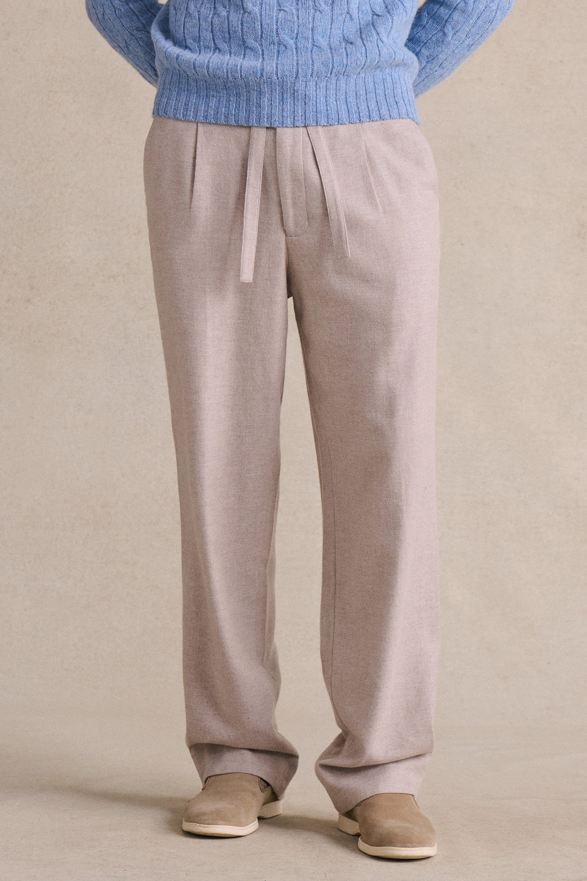 Beige Cotton & Cashmere Lounge Trousers
