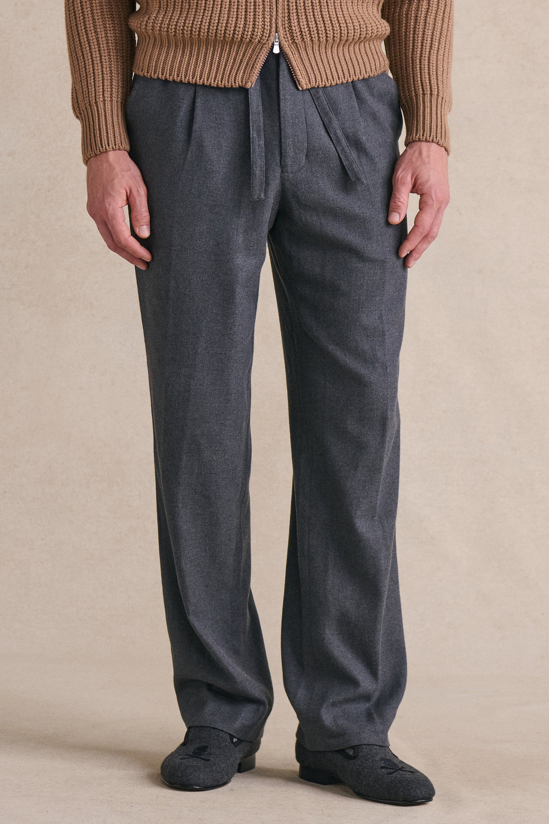 Grey Cotton & Cashmere Lounge Trousers