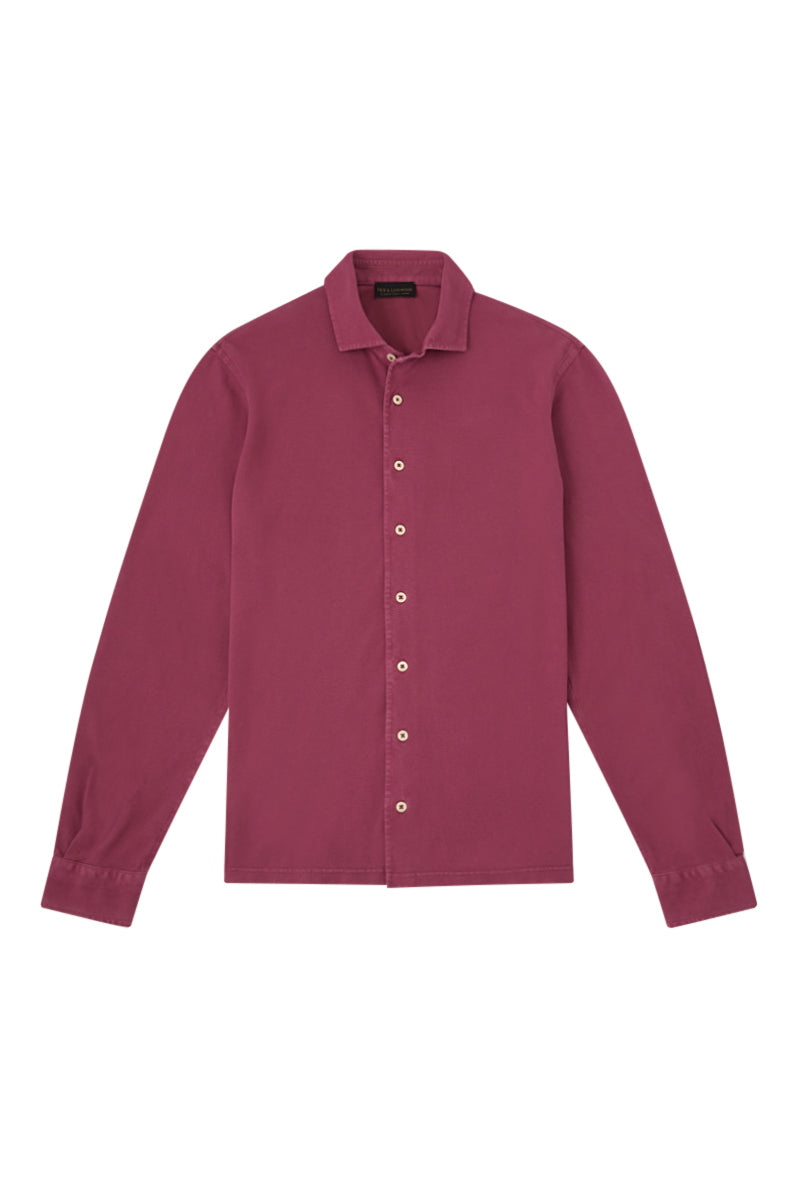 Cherry Long Sleeve Piqué Cotton Shirt