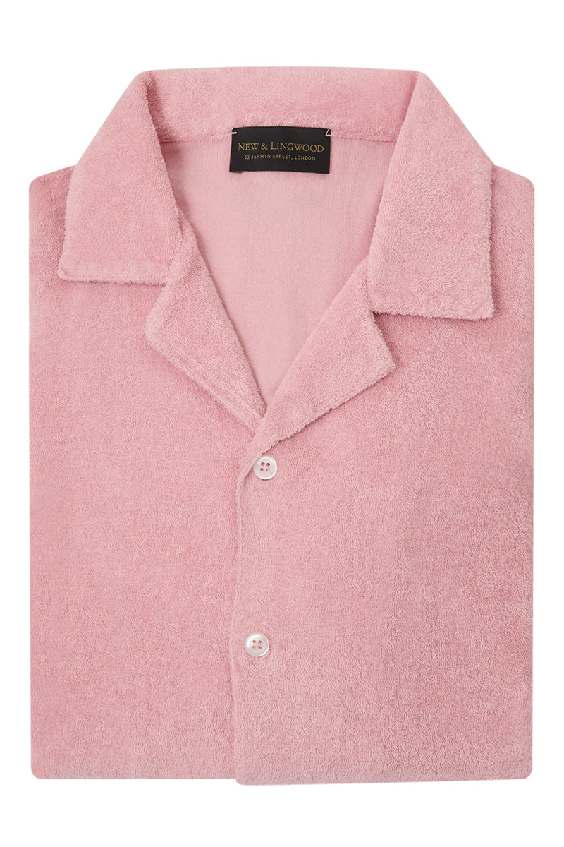 Pink Short Sleeve Towelling Polo Shirt
