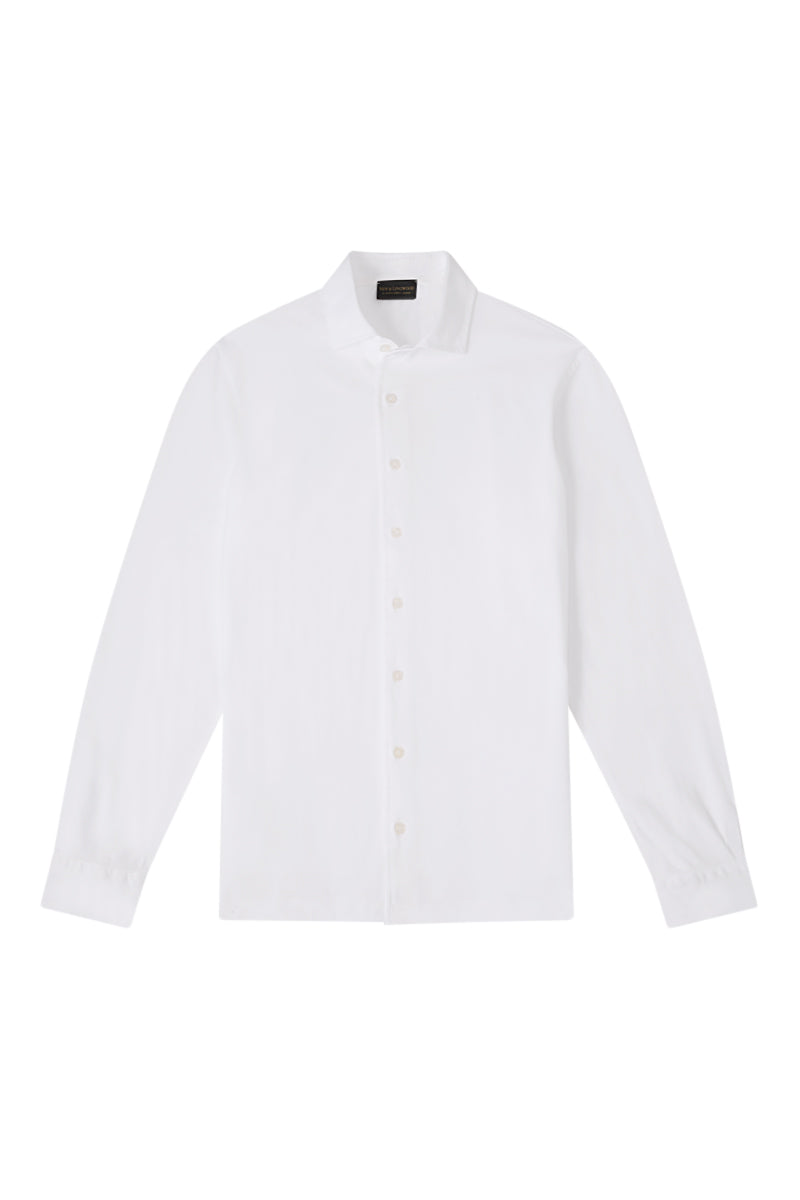 White Long Sleeve Piqué Cotton Shirt