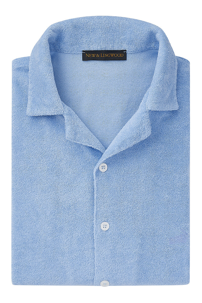 Light Blue Short Sleeve Towelling Shirt