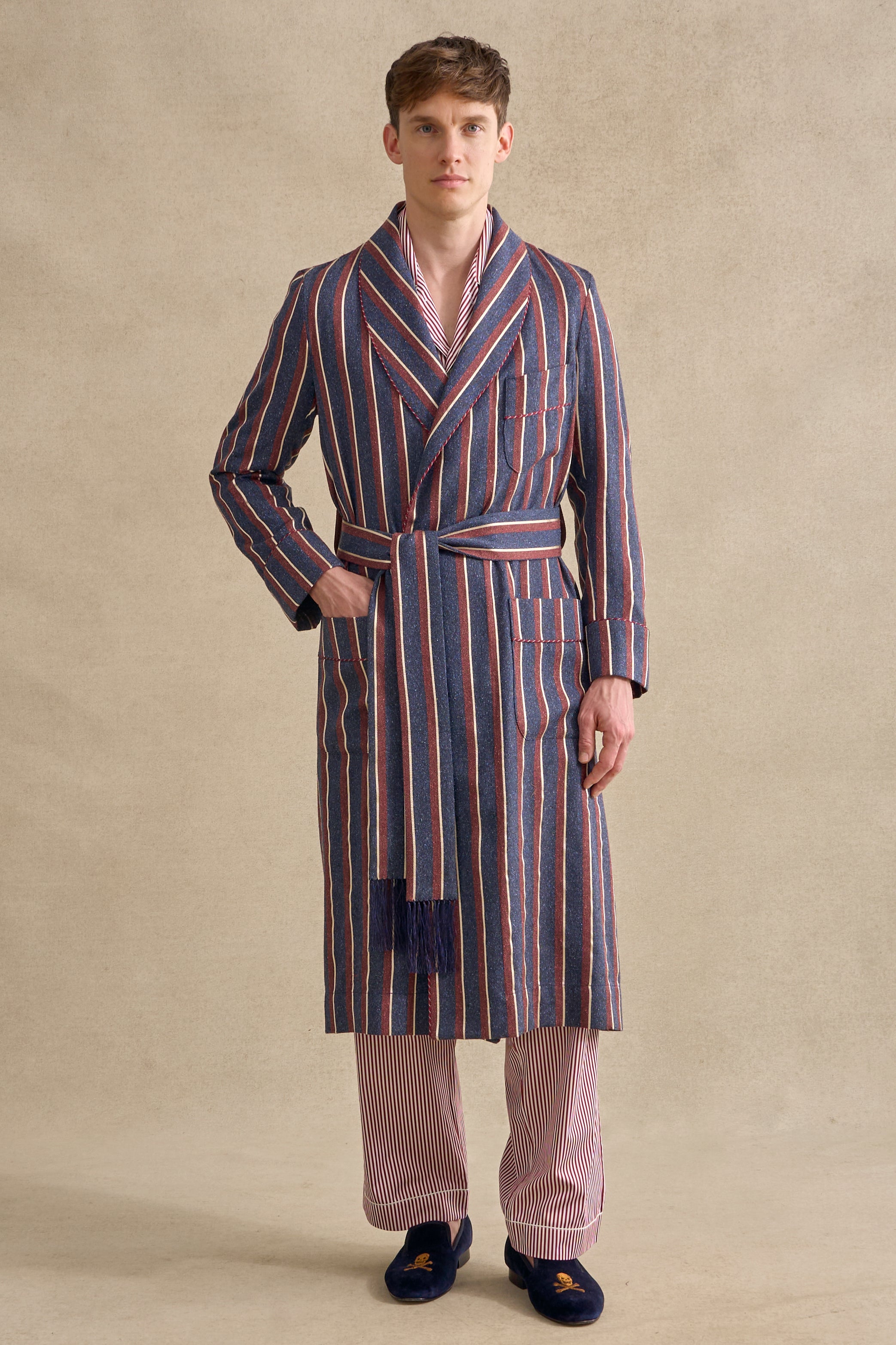 Women Deep Burgundy Striped Elevated Gown
