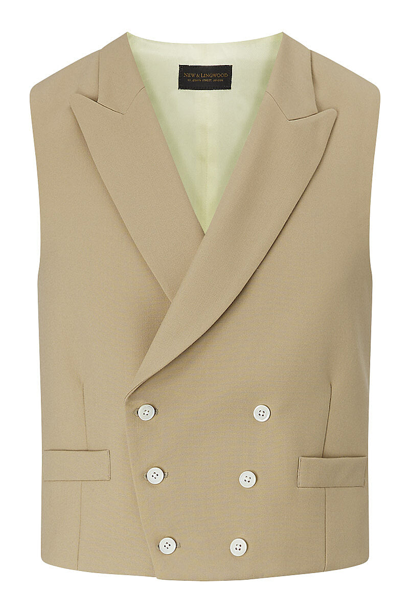 Buff Double Breasted Wool Waistcoat