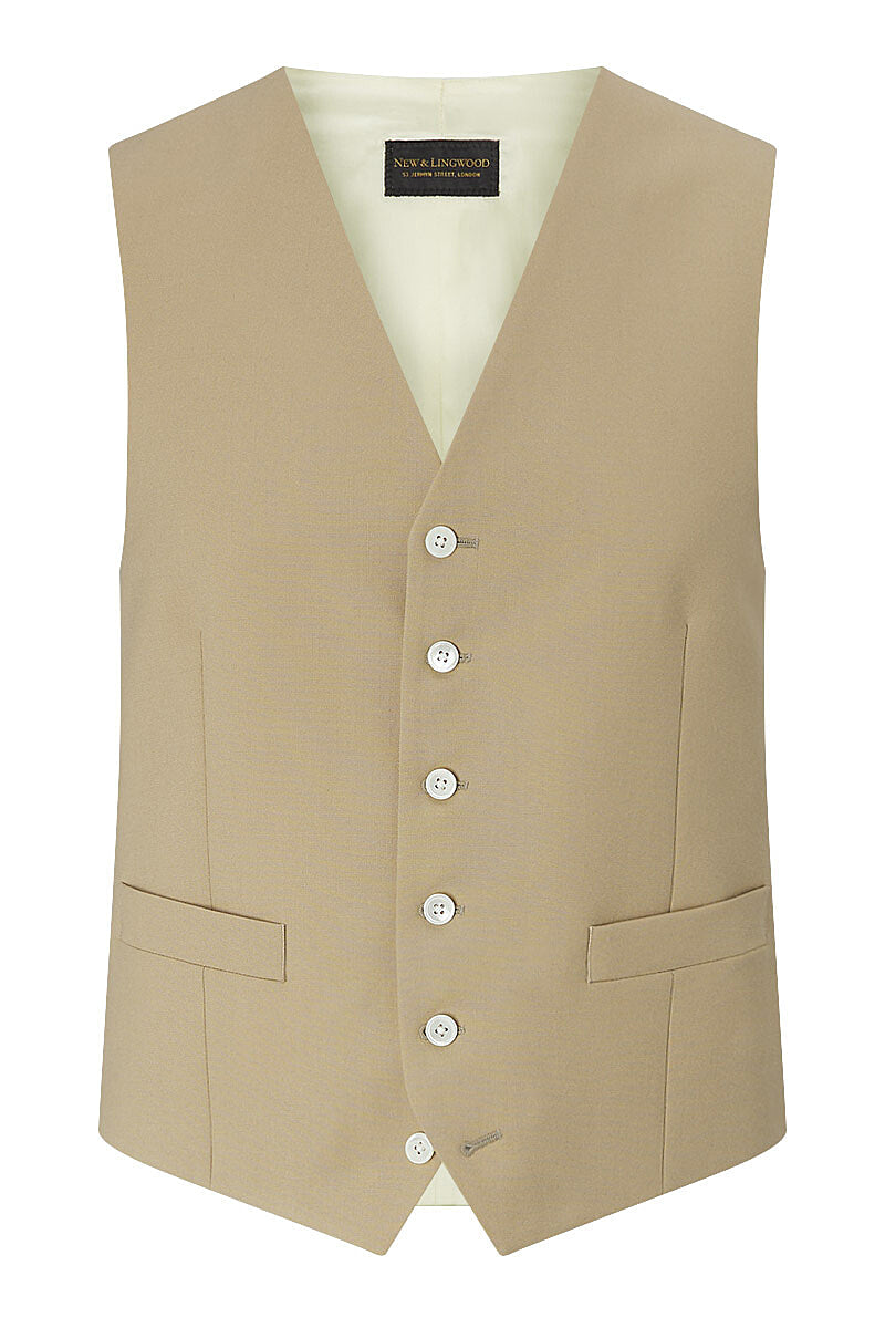 Buff Single Breasted Wool Waistcoat
