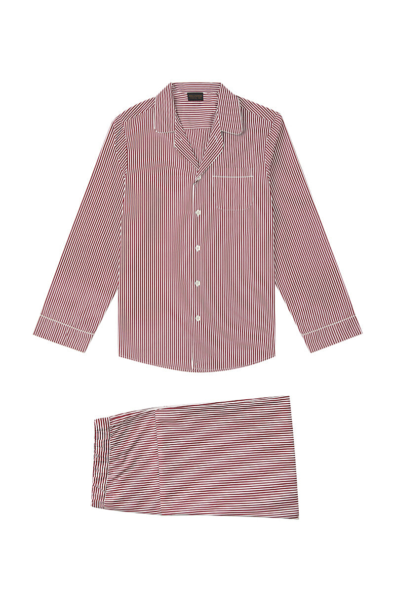 Red & White Bengal Stripe Cotton Pyjama Set
