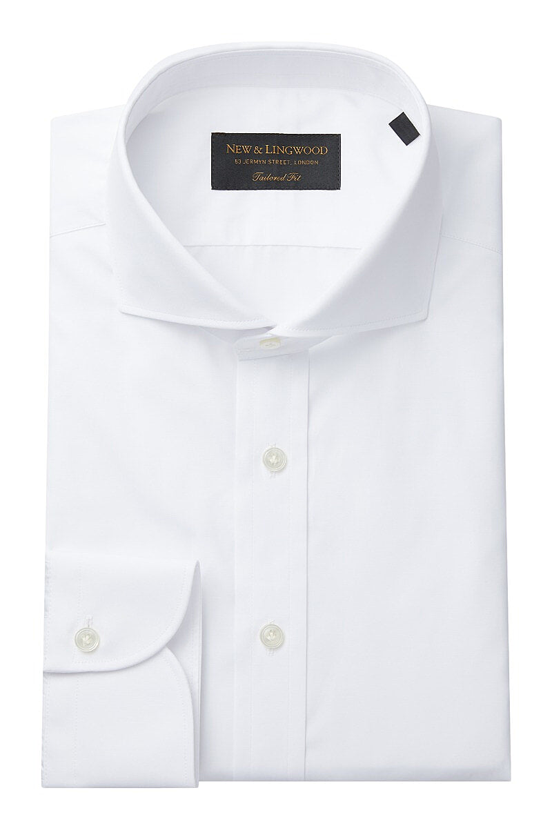 White Cutaway Collar Tailored Fit Single Cuff Poplin Shirt