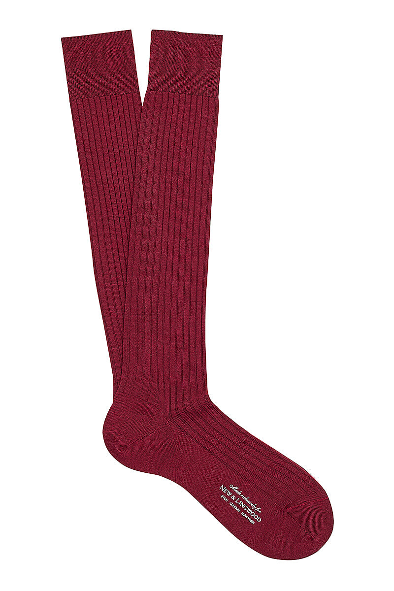 Wine Long Lightweight Wool Socks