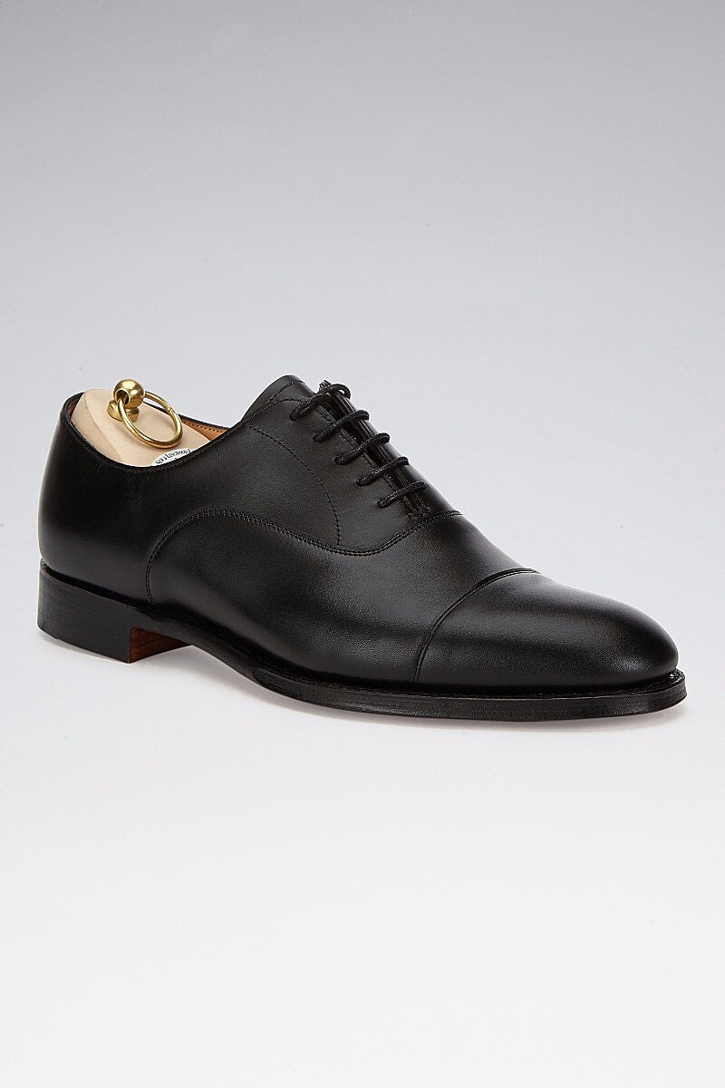 Black Calf Leather 5 Tie Oxford Shoes