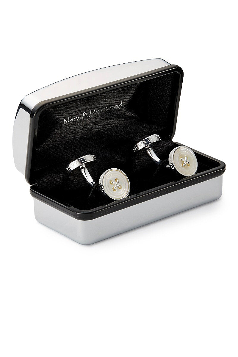 Button Silver Cufflinks