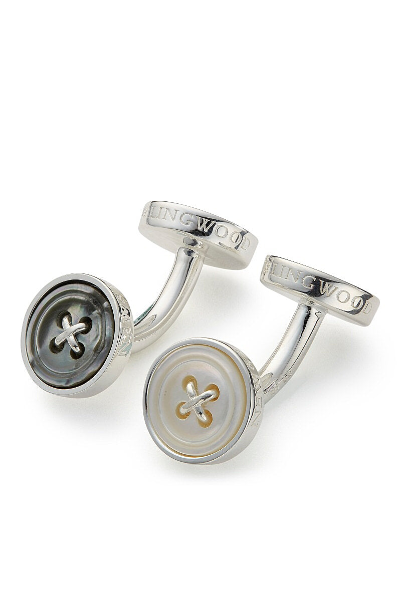 Button Silver Cufflinks