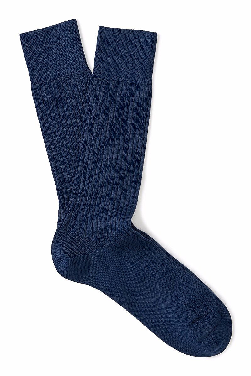 Dark Blue Mid Calf Lightweight Wool Socks