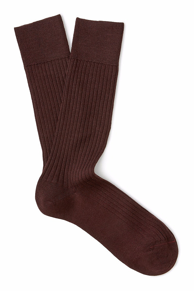 Maroon Mid Calf Lightweight Wool Socks