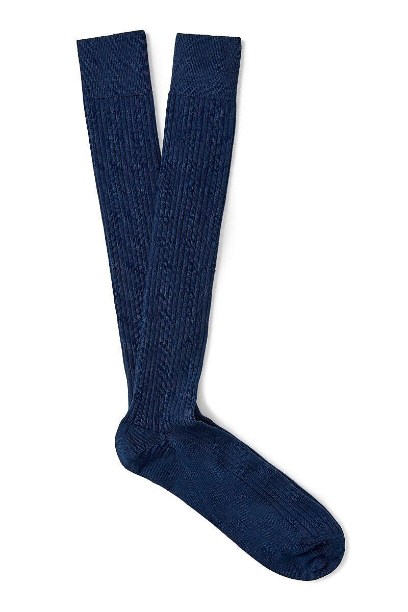 Dark Blue Long Lightweight Wool Socks