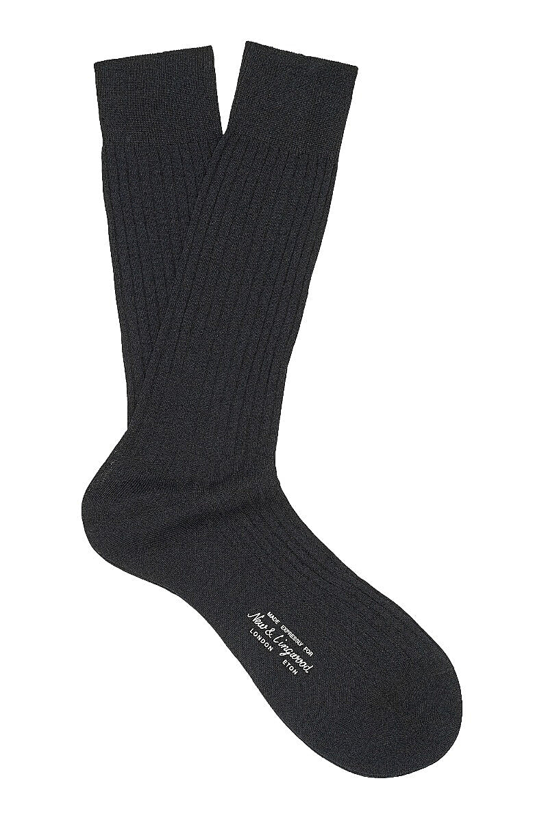 Dark Grey Mid Calf Cotton Socks