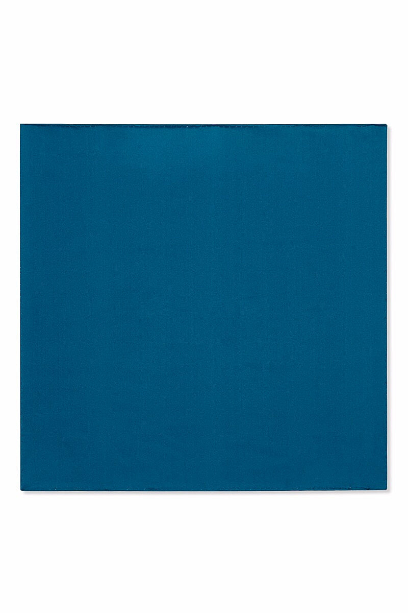 Mid Blue Plain Silk Pocket Square