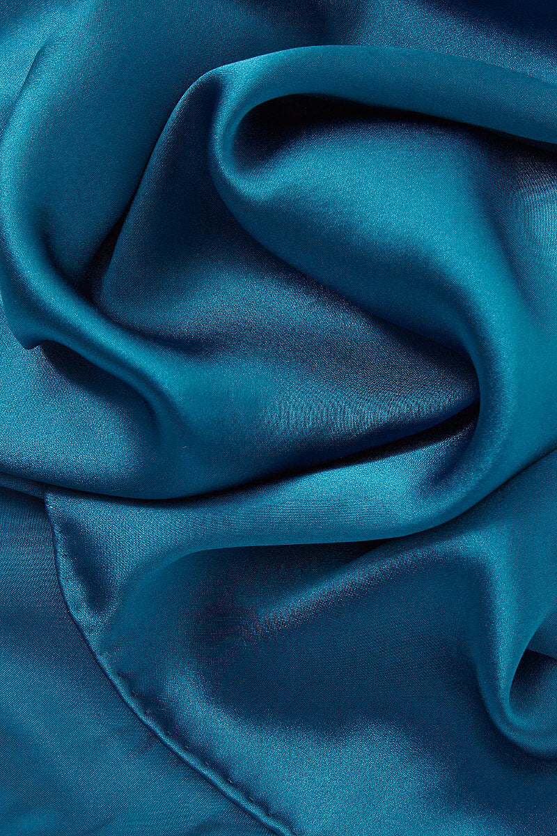 Mid Blue Plain Silk Pocket Square