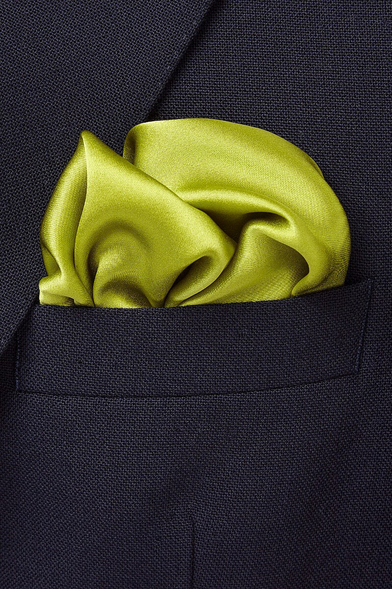 Lime Plain Silk Pocket Square