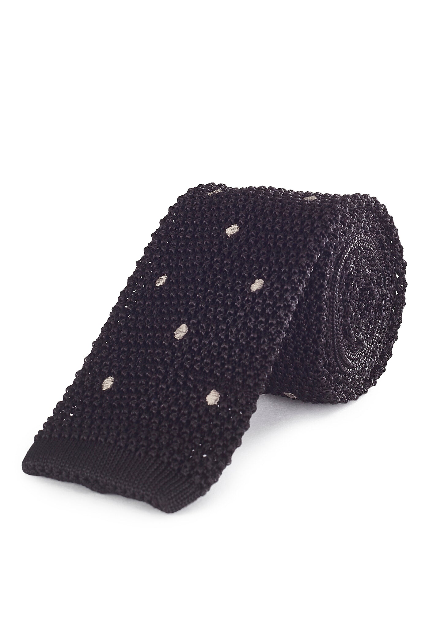 Black & Grey Spot Knitted Silk Tie