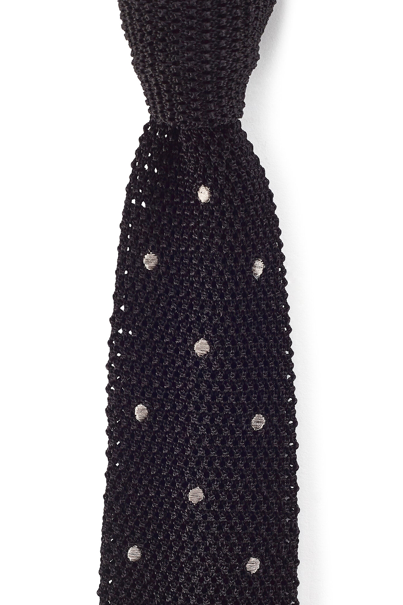 Black & Grey Spot Knitted Silk Tie