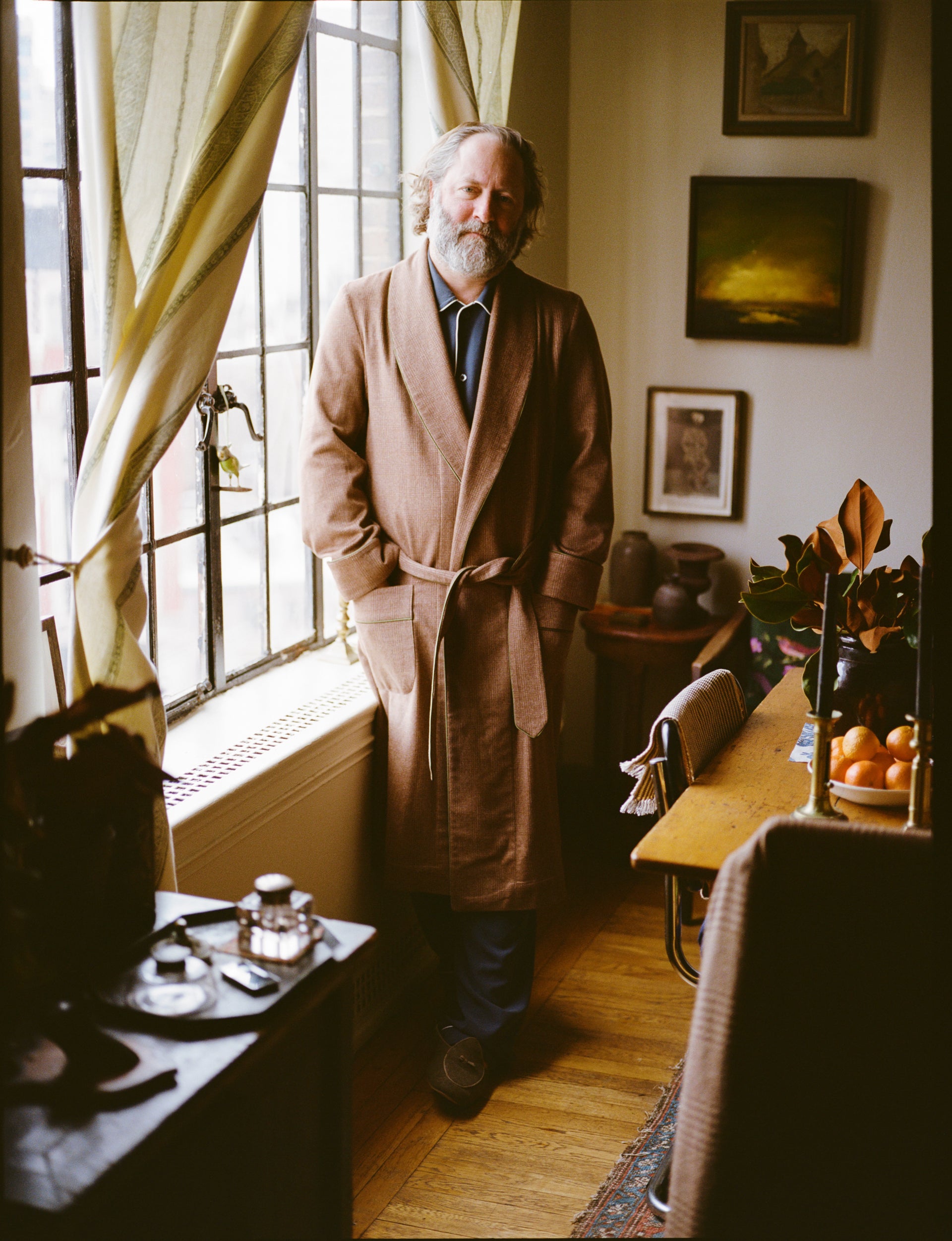 Brown & Green Cashmere Tweed Unlined Dressing Gown