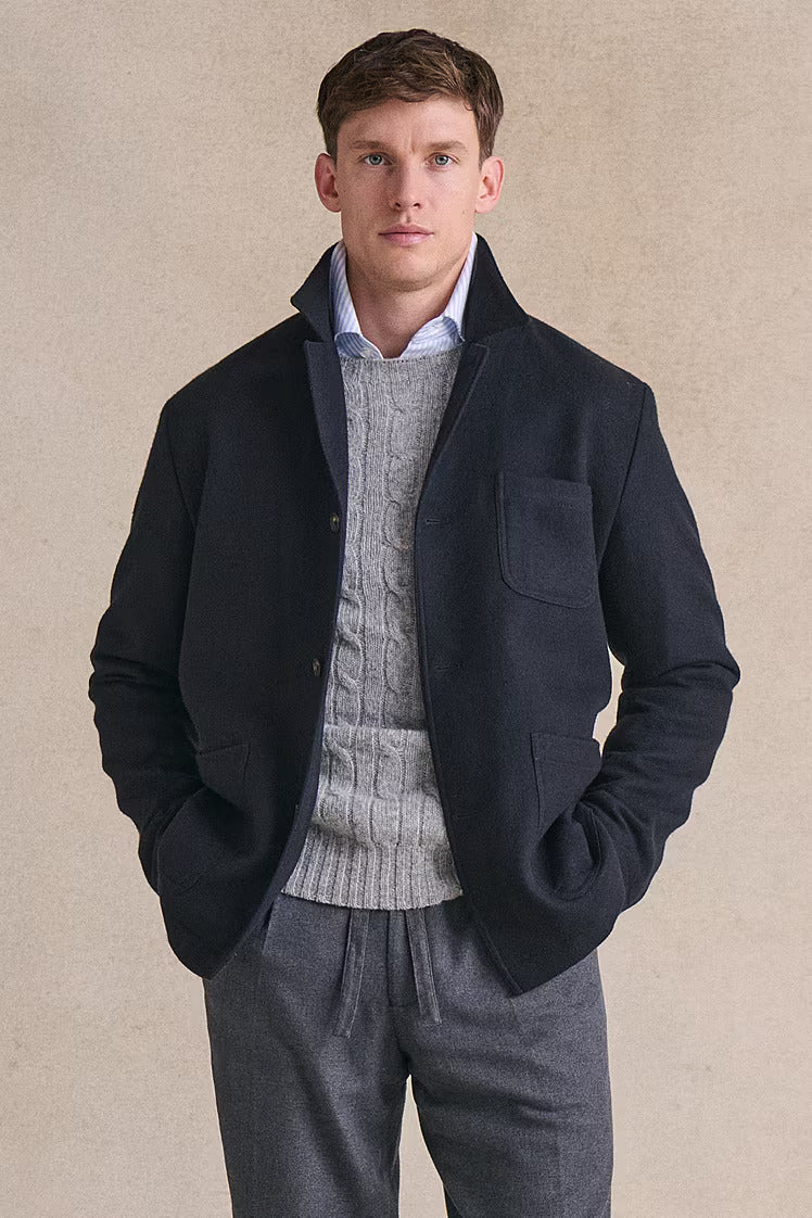 Navy Cashmere Carpenter Jacket