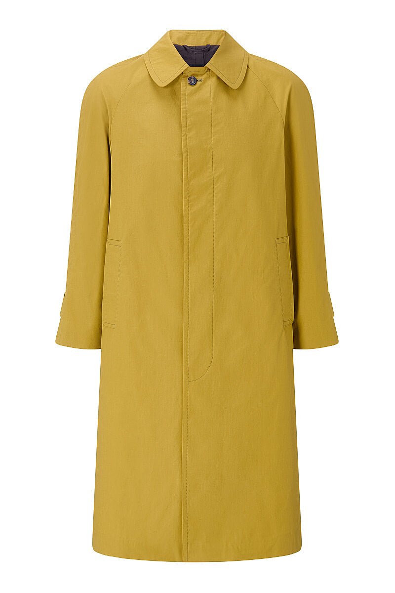 Yellow Cotton Raglan Sleeve Overcoat