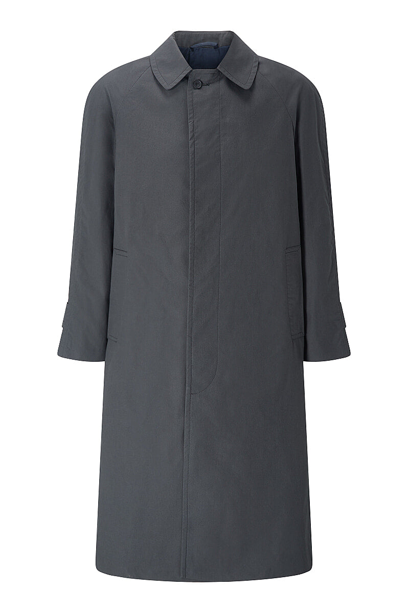 Grey Cotton Raglan Sleeve Overcoat