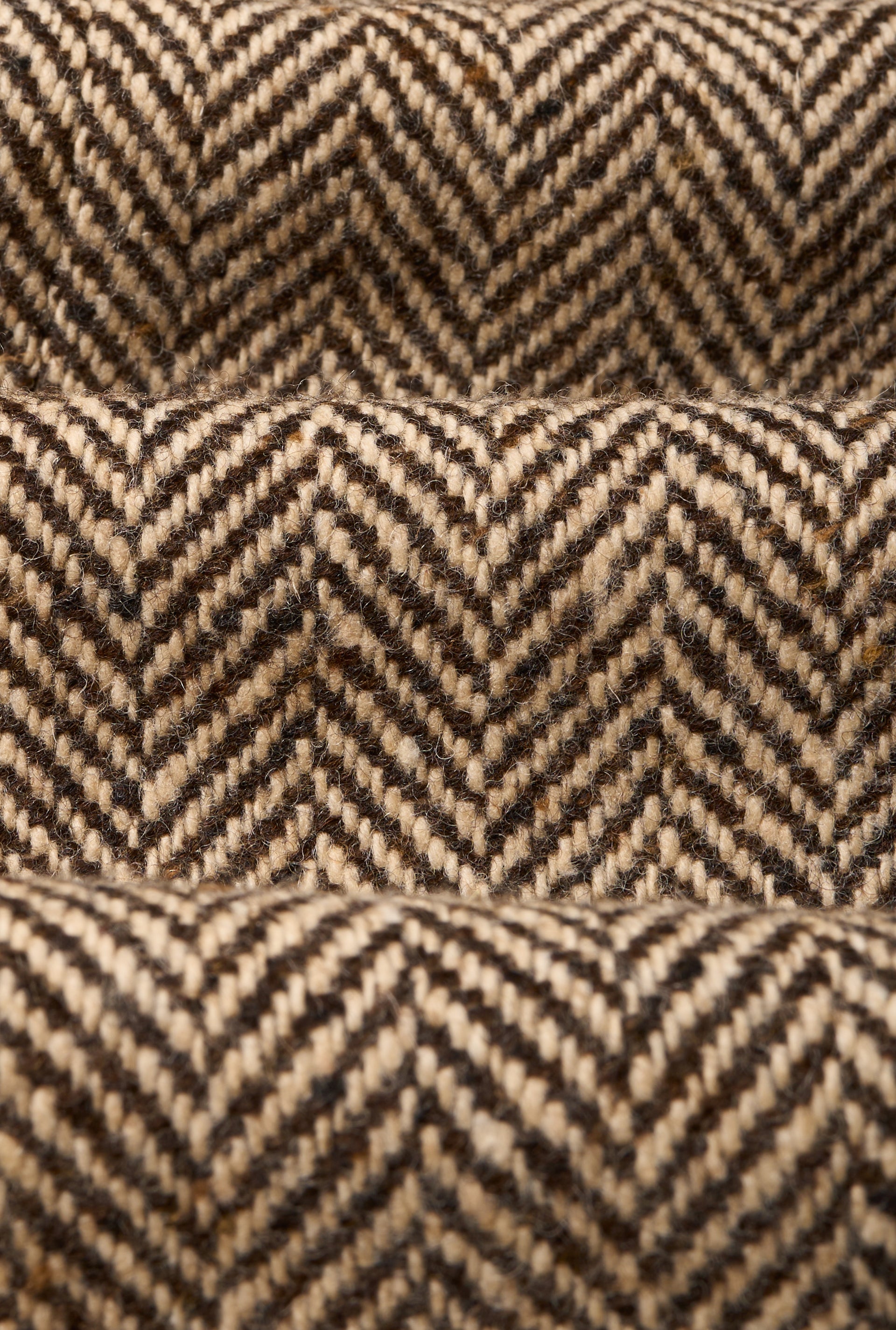 Brown & Cream Herringbone Single Breasted Wool Coat