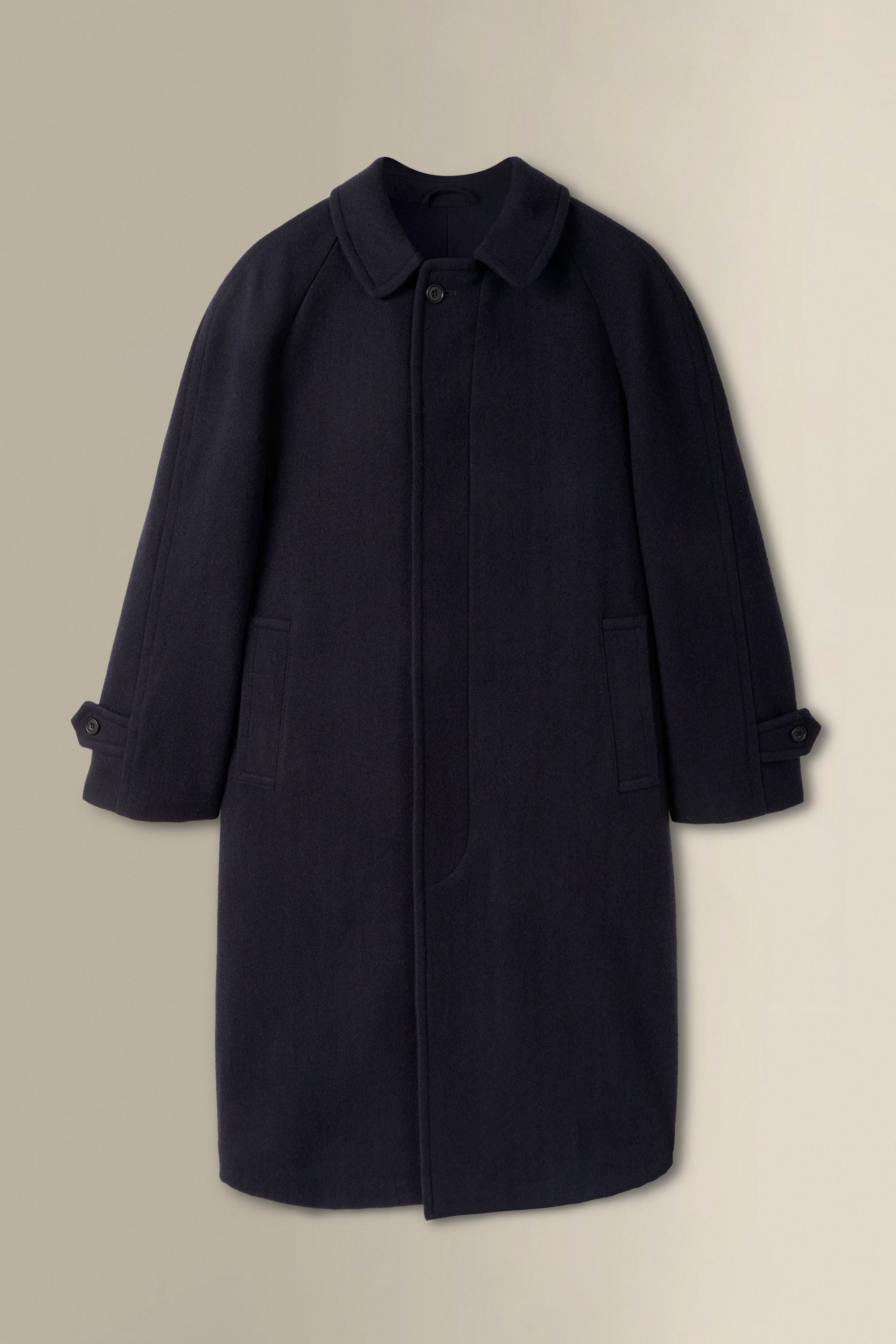 Navy Herringbone Raglan Sleeve Overcoat