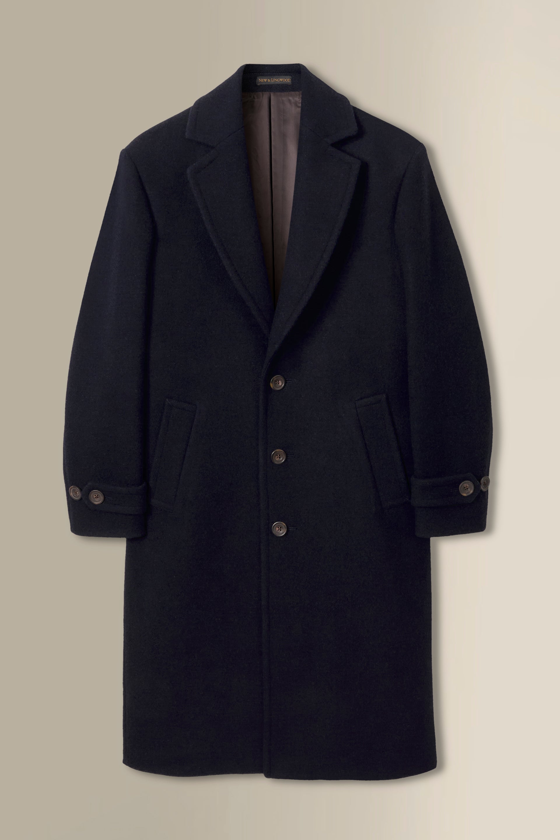 Navy Single Breasted Wool Coat
